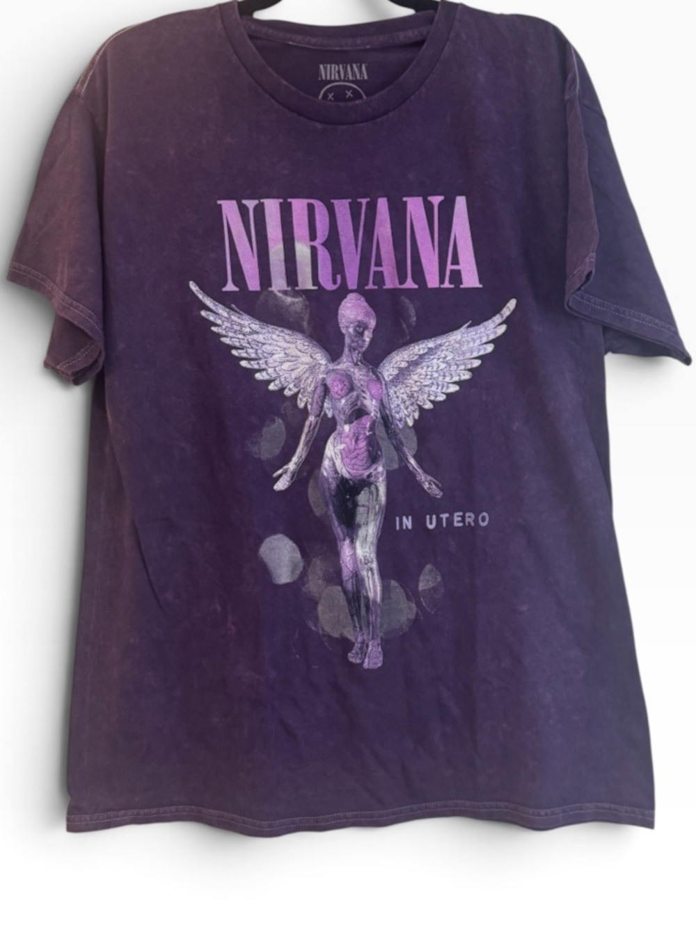 Nirvana In Utero Live 93 Purple Distressed Grunge Concert Tee Shirt